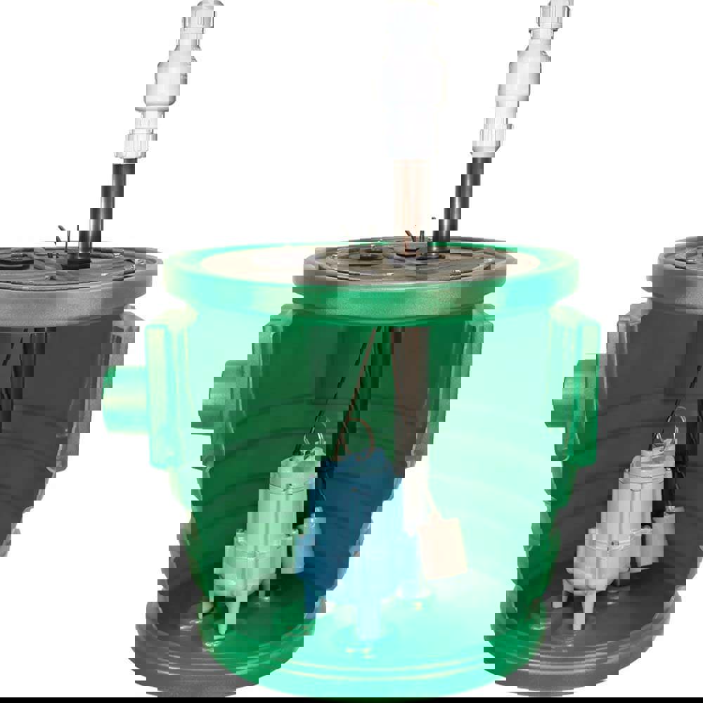 Sump Pump Systems; Type: Sump Pump System; Voltage: 115; Contents: Basin, cover, gaskets and hardware, Piggyback tethered mechanical float switch assembly, discharge pipe, vent pipe, coupling, grommet, pump; Voltage (DC): 115; Type: Sump Pump System; Inpu